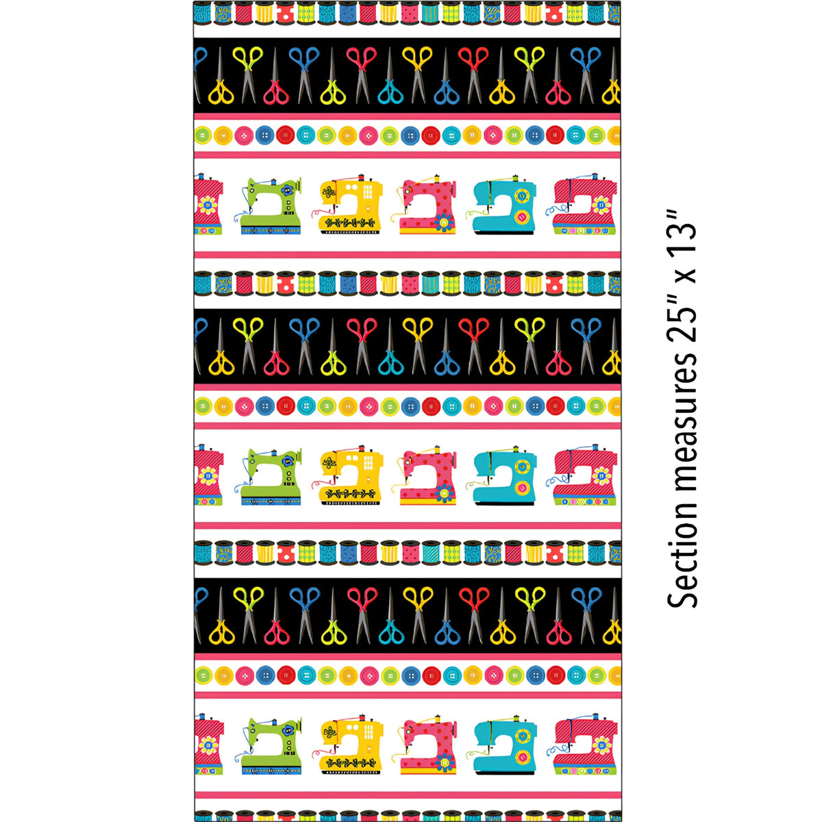 Sewing machines thread spools scissors buttons horizontal stripe novelty border quilting cotton pink bands sewist gifts quilts tote bags
