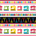 Sewing machines thread spools scissors buttons horizontal stripe novelty border quilting cotton pink bands sewist gifts quilts tote bags