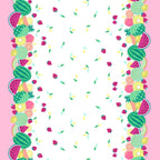 Tropical fruit double border quilting fabric watermelon pineapple strawberry lemon white pink girls quilts summer sewing
