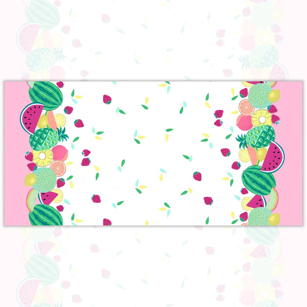 Tropical fruit double border quilting fabric watermelon pineapple strawberry lemon white pink girls quilts summer sewing