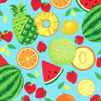 Tropical fruit toss print aqua watermelon pineapple strawberry lemon orange quilting fabric girls quilts kids summer sewing