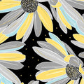 Oversized daisy yellow grey aqua black pearlescent fabric for elegant quilts cushion covers table runners and tote bags