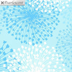 Pearlescent white turquoise dandelion seed heads aqua background fabric for elegant quilts cushion covers tote bags jacket linings and vests