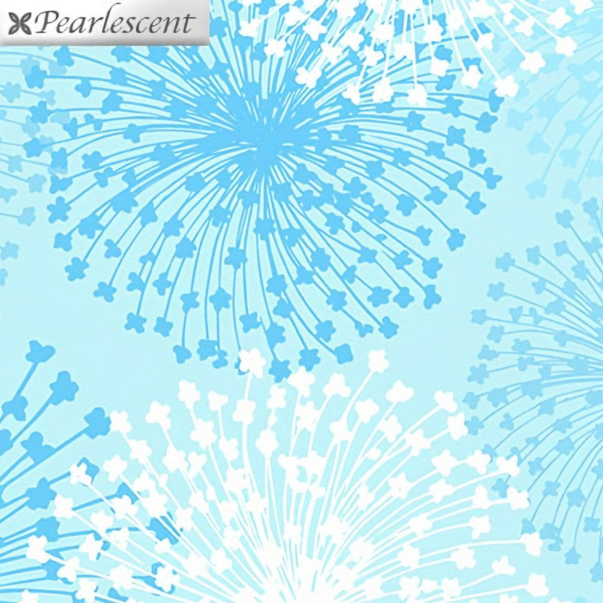 Pearlescent white turquoise dandelion seed heads aqua background fabric for elegant quilts cushion covers tote bags jacket linings and vests