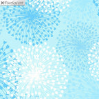Pearlescent white turquoise dandelion seed heads aqua background fabric for elegant quilts cushion covers tote bags jacket linings and vests