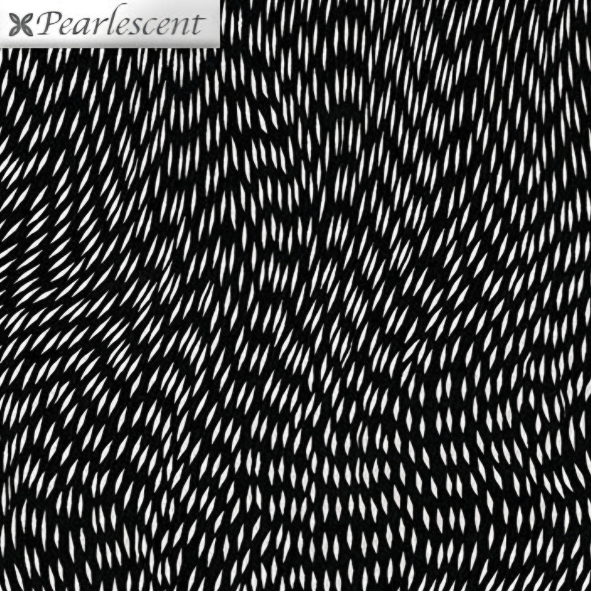 Pearlescent silver swirling dash pattern black blender fabric for cushion covers pouches makeup bags scrunchies and jacket linings