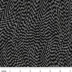 Pearlescent silver swirling dash pattern black blender fabric for cushion covers pouches makeup bags scrunchies and jacket linings