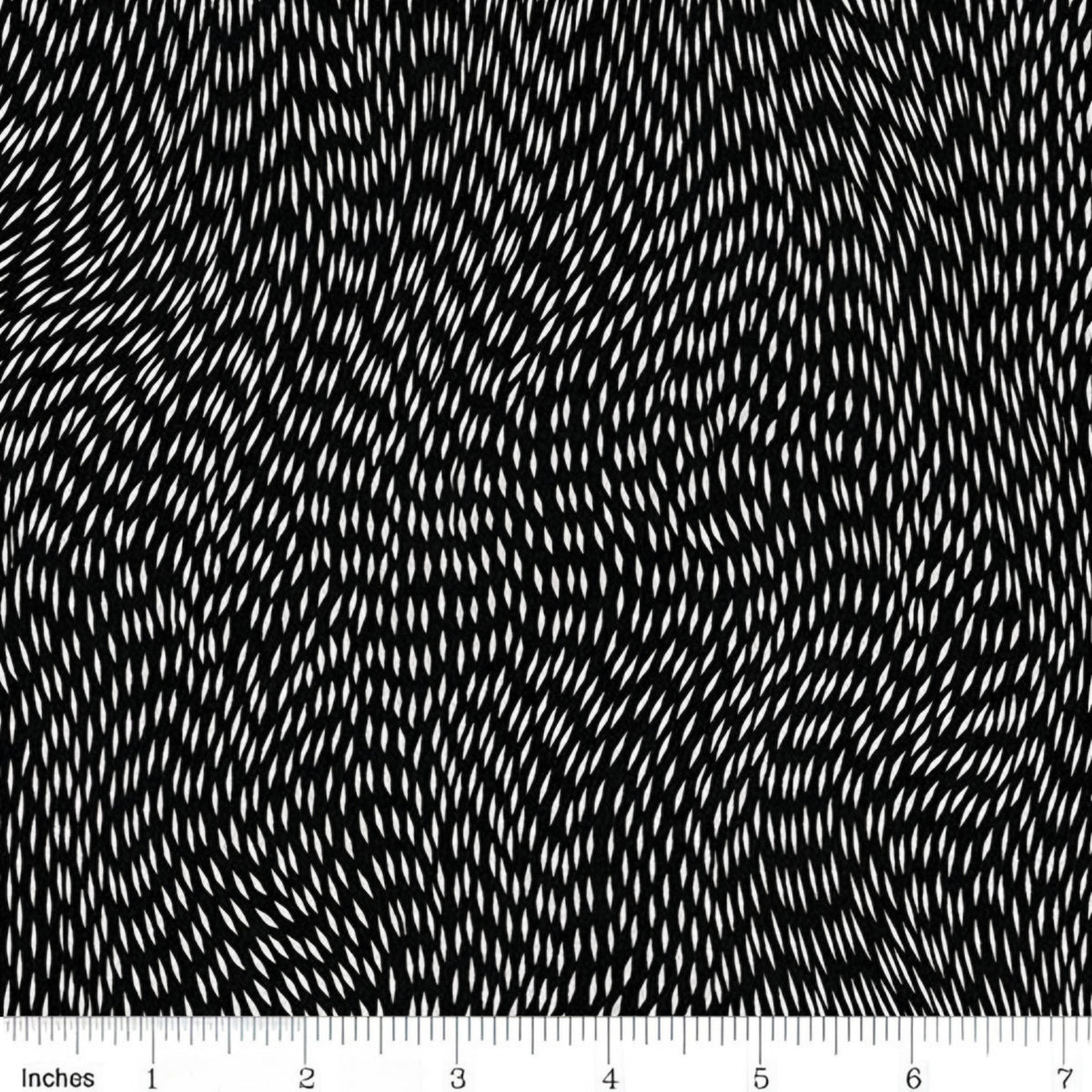 Pearlescent silver swirling dash pattern black blender fabric for cushion covers pouches makeup bags scrunchies and jacket linings