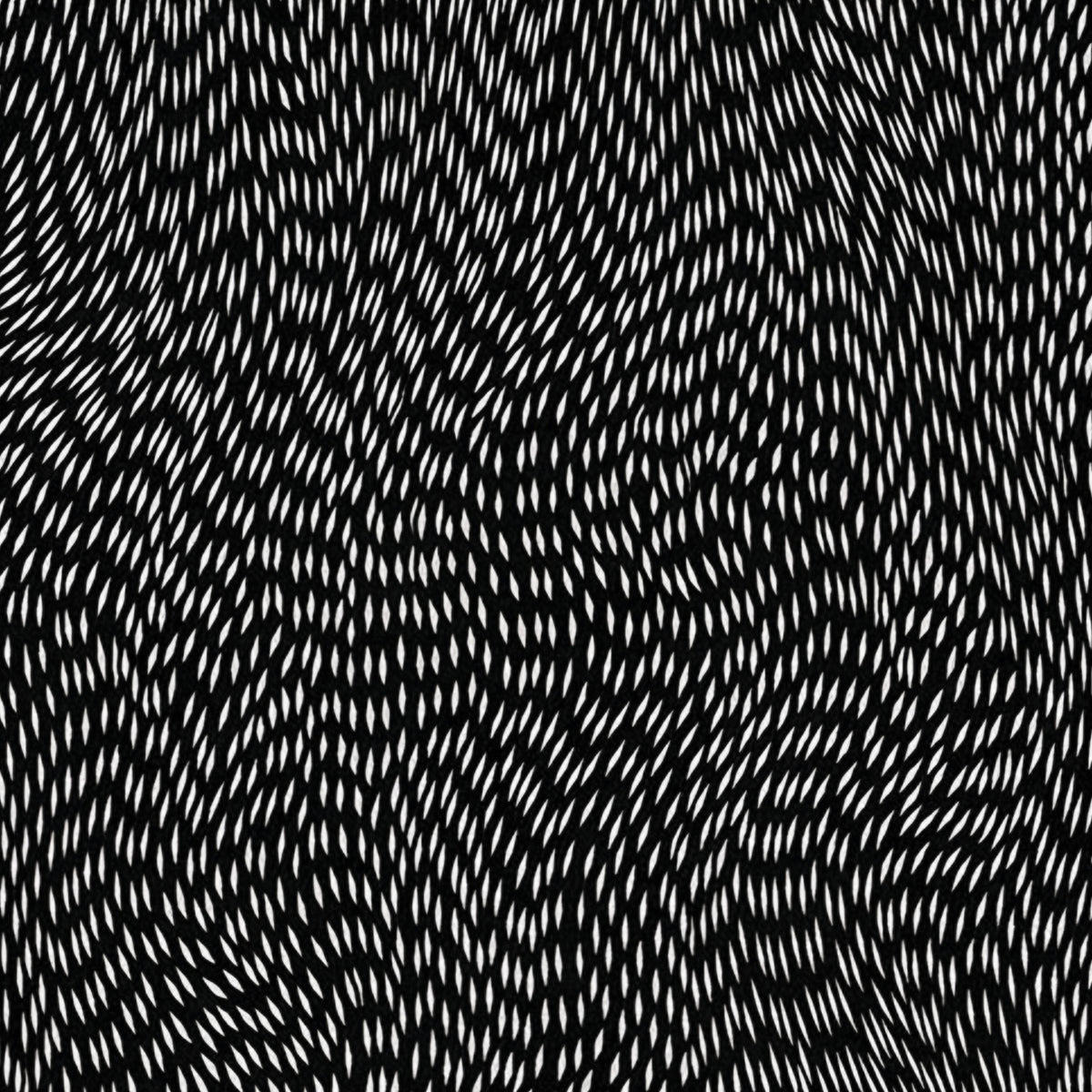 Pearlescent silver swirling dash pattern black blender fabric for cushion covers pouches makeup bags scrunchies and jacket linings