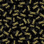 Pearlescent gold dragonfly lace wings black shadow fabric for elegant quilts cushion covers table runners and tote bags