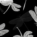 Pearlescent silver dragonfly lace wings black shadow fabric for elegant quilts cushion covers table runners and tote bags