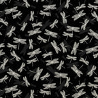 Pearlescent silver dragonfly lace wings black shadow fabric for elegant quilts cushion covers table runners and tote bags