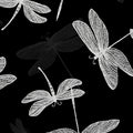 Pearlescent silver dragonfly lace wings black shadow fabric for elegant quilts cushion covers table runners and tote bags
