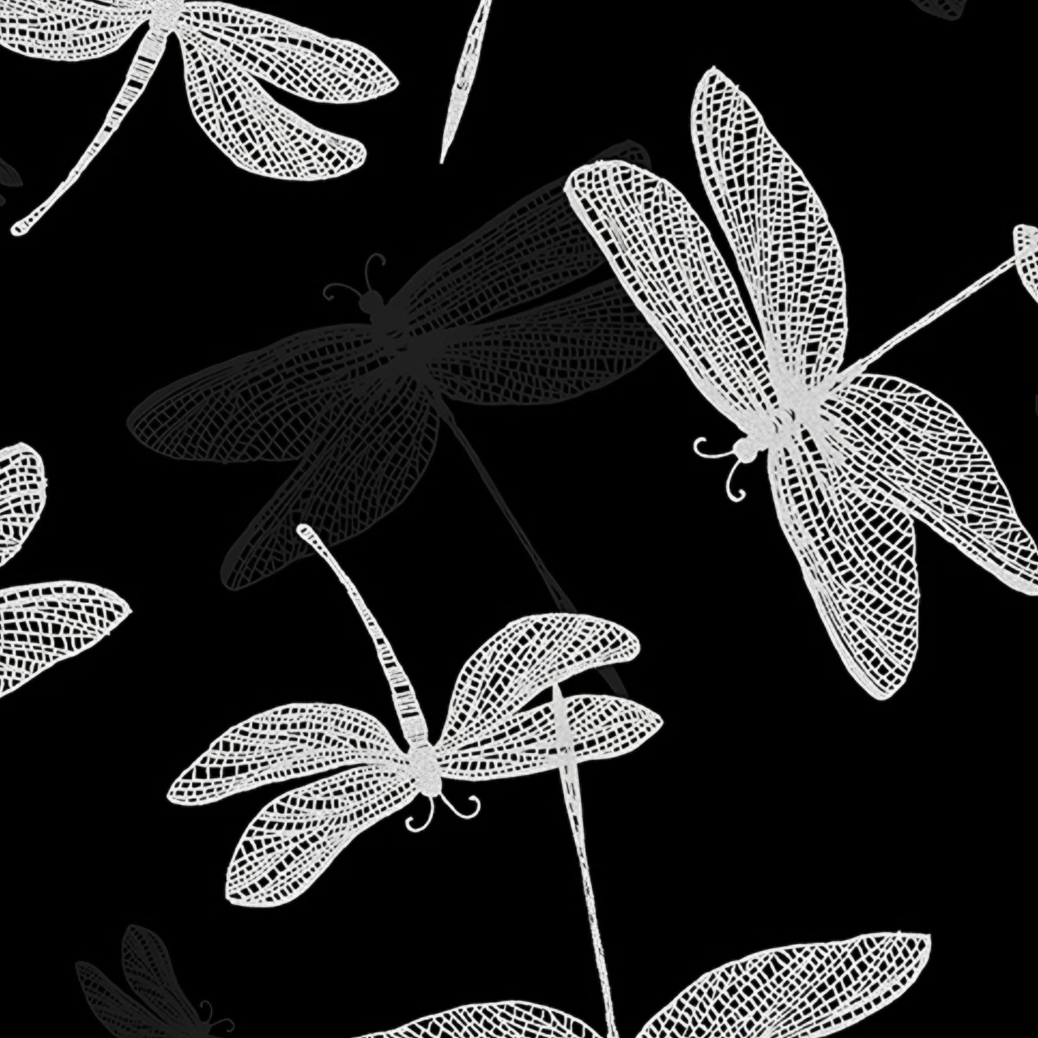 Pearlescent silver dragonfly lace wings black shadow fabric for elegant quilts cushion covers table runners and tote bags