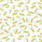Pearlescent gold dragonfly lace wings white blue shadow fabric for elegant quilts cushion covers table runners and tote bags