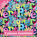 Retro flower power words love peace fabric for sixties themed quilts bags patchwork sewing projects