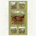 Snowy River horses panel Australian high country framed scenes green background fabric for cushion covers wall hangings and Australiana projects