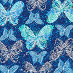 Lace butterfly print blue turquoise navy fabric for girls quilts kids novelty patchwork sewing projects
