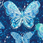 Lace butterfly print blue turquoise navy fabric for girls quilts kids novelty patchwork sewing projects
