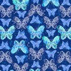Lace butterfly print blue turquoise navy fabric for girls quilts kids novelty patchwork sewing projects