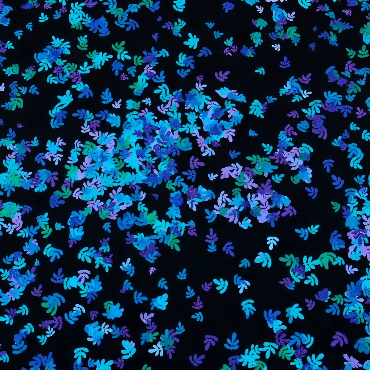Confetti leaf sprig scatter turquoise blue green lilac black blender fabric for quilt backgrounds sashing patchwork projects