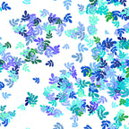 Confetti leaf sprig scatter turquoise blue green lilac white blender fabric for quilt backgrounds sashing patchwork projects