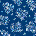 Lace butterfly floral heart medallion print blue turquoise navy fabric for girls quilts kids novelty patchwork sewing projects