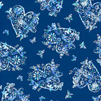 Lace butterfly floral heart medallion print blue turquoise navy fabric for girls quilts kids novelty patchwork sewing projects