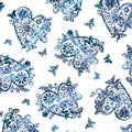 Lace butterfly floral heart medallion print blue turquoise white fabric for girls quilts kids novelty patchwork sewing projects