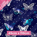 Lace butterfly toss white teal navy blue fabric for girls quilts kids novelty patchwork sewing projects