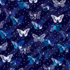 Lace butterfly toss white teal navy blue fabric for girls quilts kids novelty patchwork sewing projects