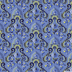 Blue baroque scrollwork damask fabric for quilting backgrounds, sashing and borders