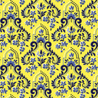 Yellow baroque scrollwork damask fabric for quilting backgrounds, sashing and borders