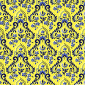 Yellow baroque scrollwork damask fabric for quilting backgrounds, sashing and borders