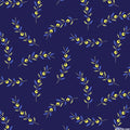 Navy berry sprig ditsy floral fabric for quilting backgrounds, sashing and borders