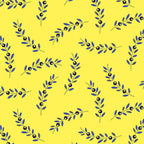 Yellow berry sprig ditsy floral fabric close-up detail for quilting projects