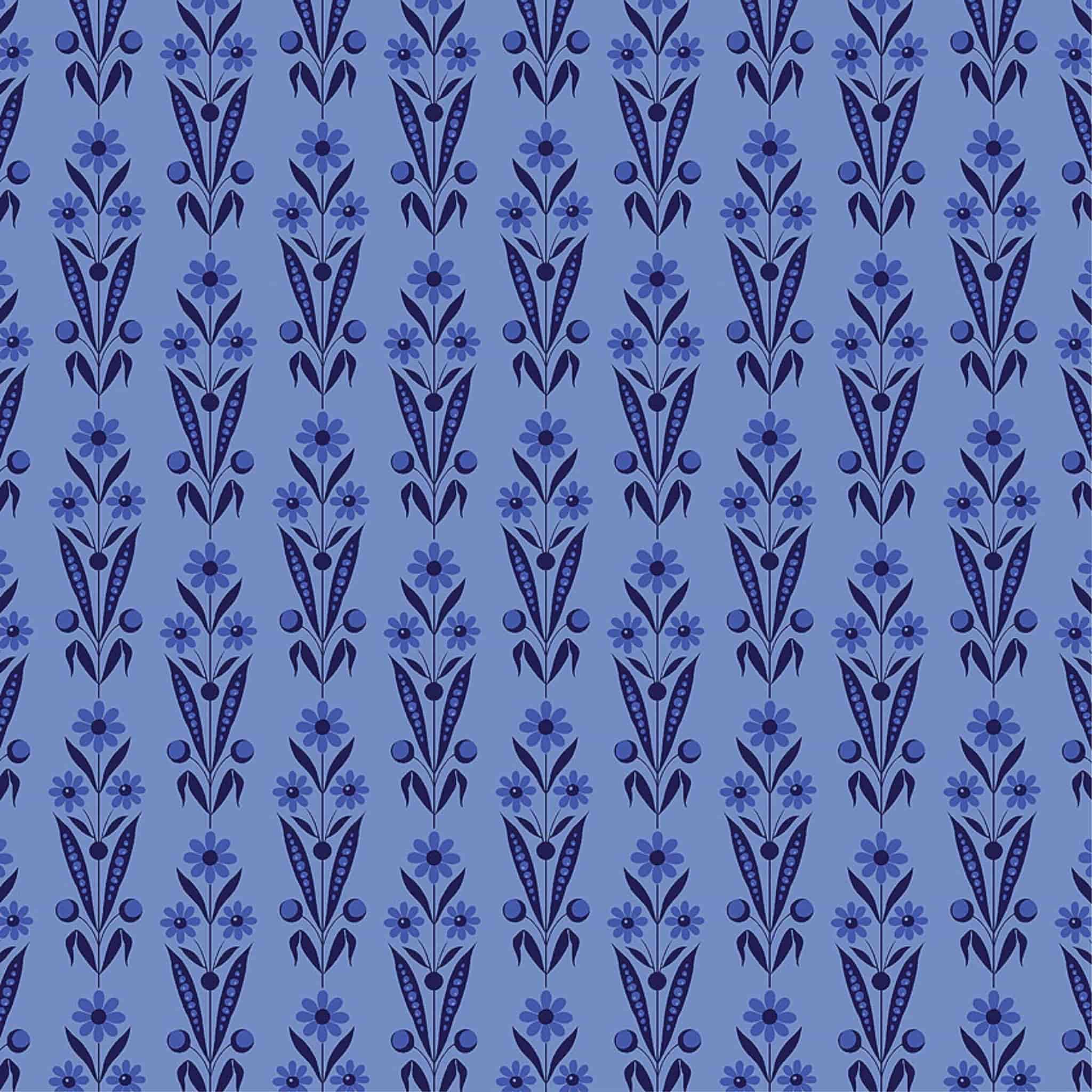 Blue daisy bouquet ditsy floral fabric for quilting backgrounds, sashing and borders