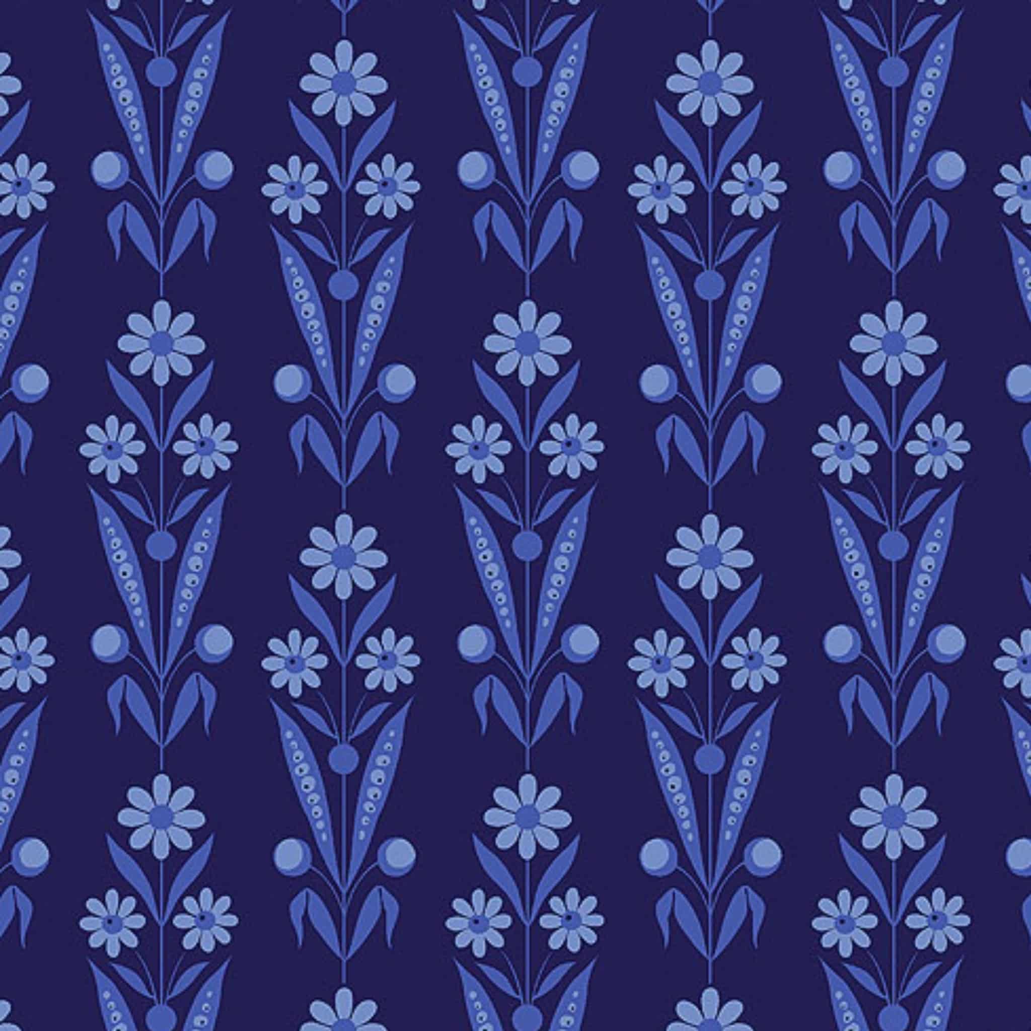 Navy daisy bouquet ditsy floral fabric for quilting backgrounds and sashing