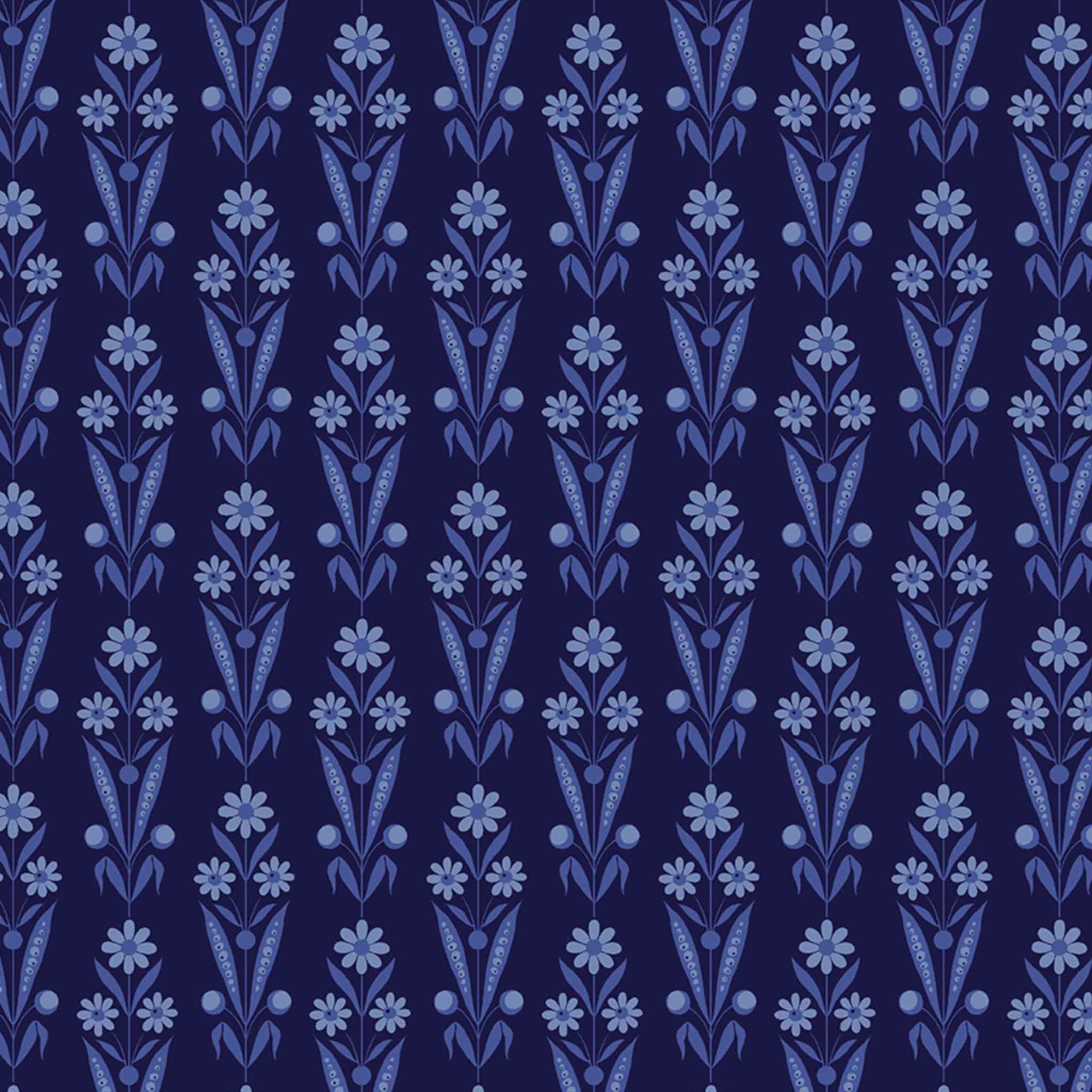 Navy daisy bouquet ditsy floral fabric for quilting backgrounds and sashing