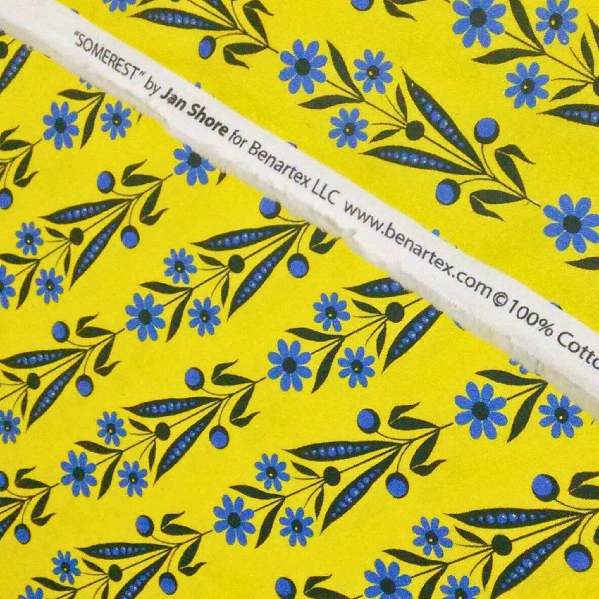 Yellow daisy bouquet ditsy floral fabric for quilting backgrounds and pieced blocks