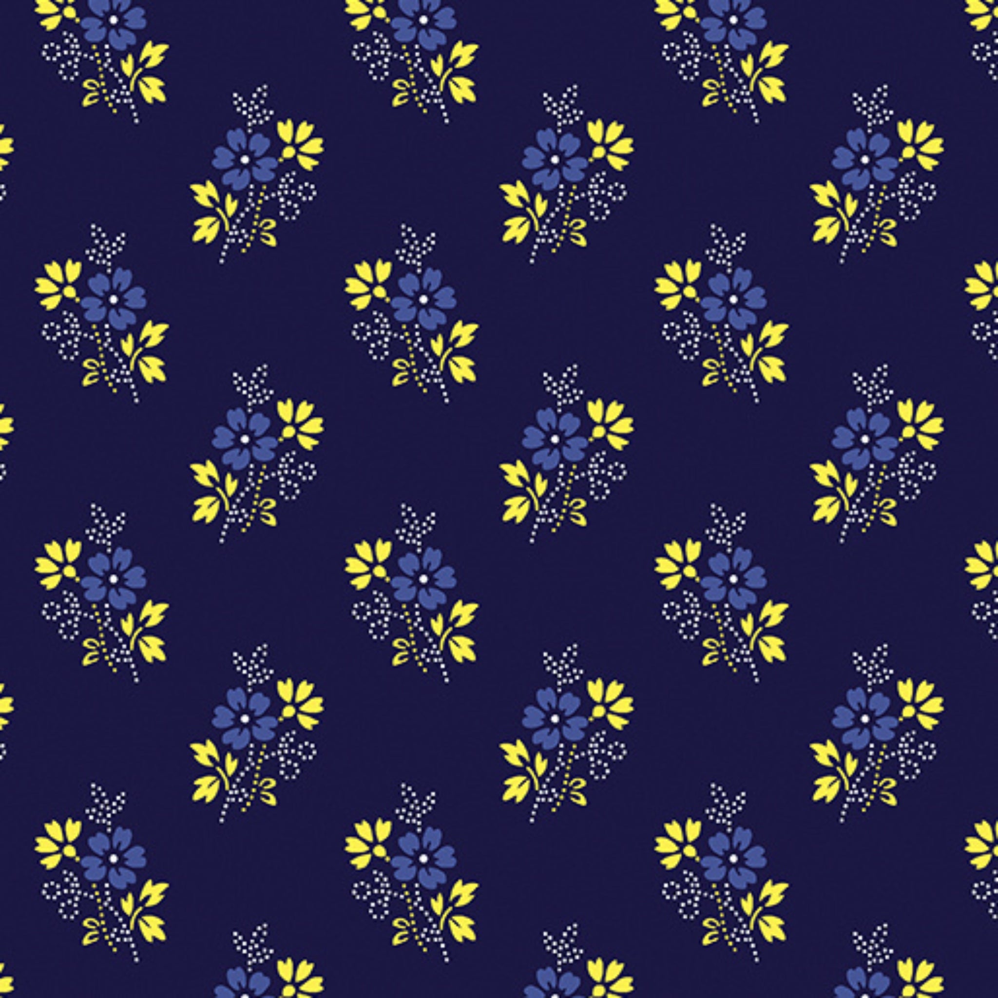 Navy ditsy floral fabric for quilting backgrounds, borders and binding