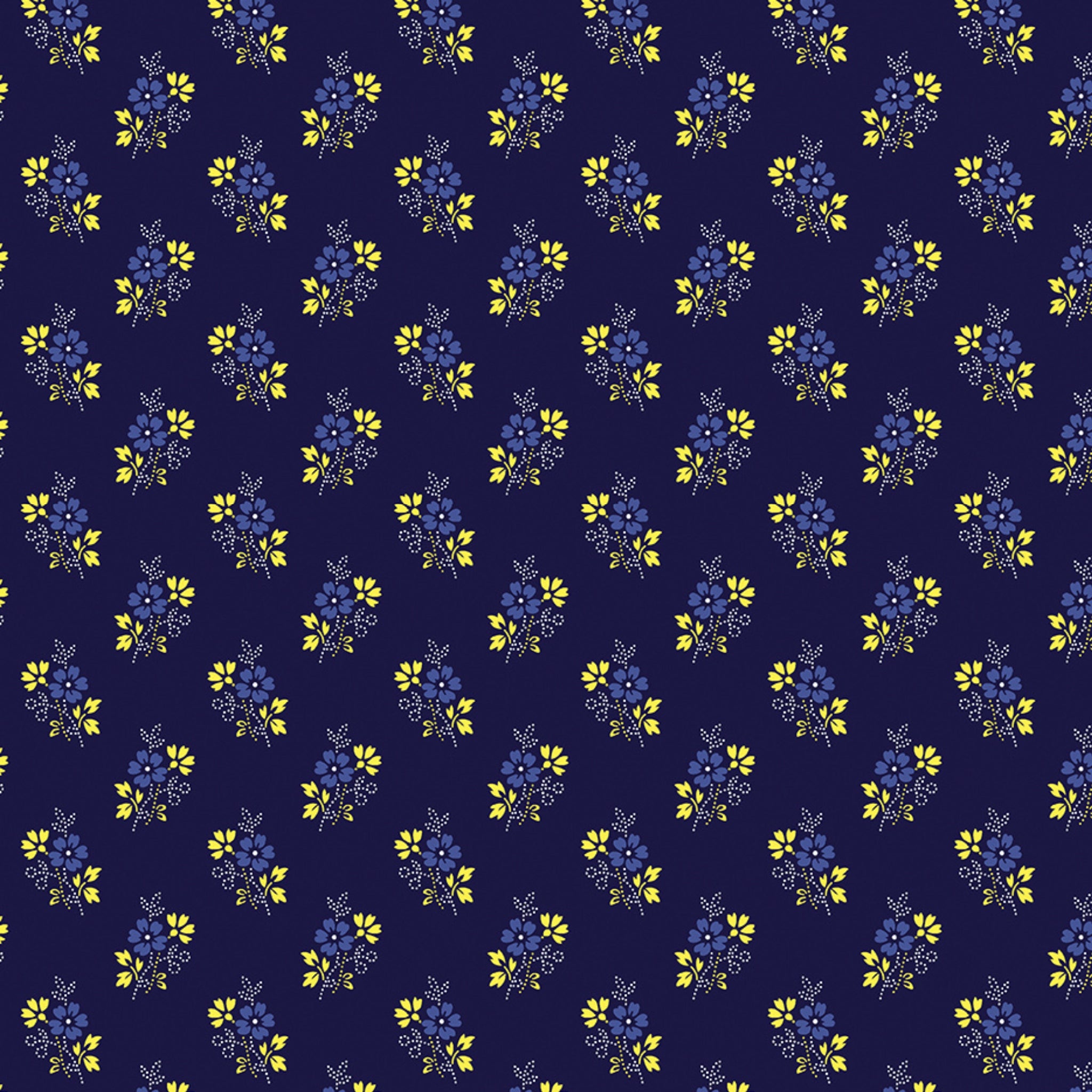 Navy ditsy floral fabric for quilting backgrounds, borders and binding