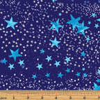 Scattered stars turquoise navy blue galaxy night sky fabric for kids space quilts boys bedroom décor astronaut stargazer sewing projects