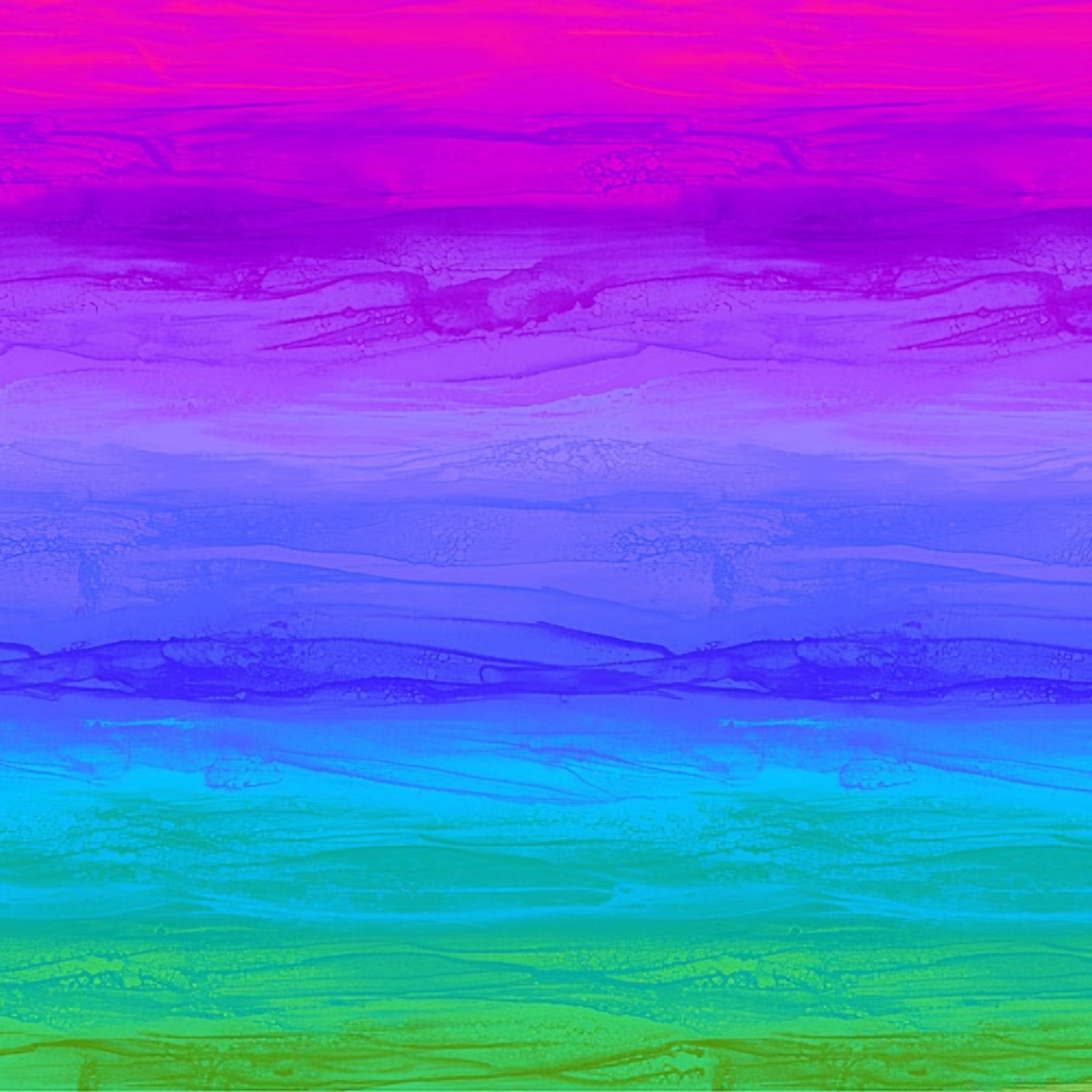 Painted rainbow ombré stripe digital print green yellow orange red pink fuchsia purple blue turquoise fabric for feature quilts sashing backgrounds and bold patchwork sewing projects