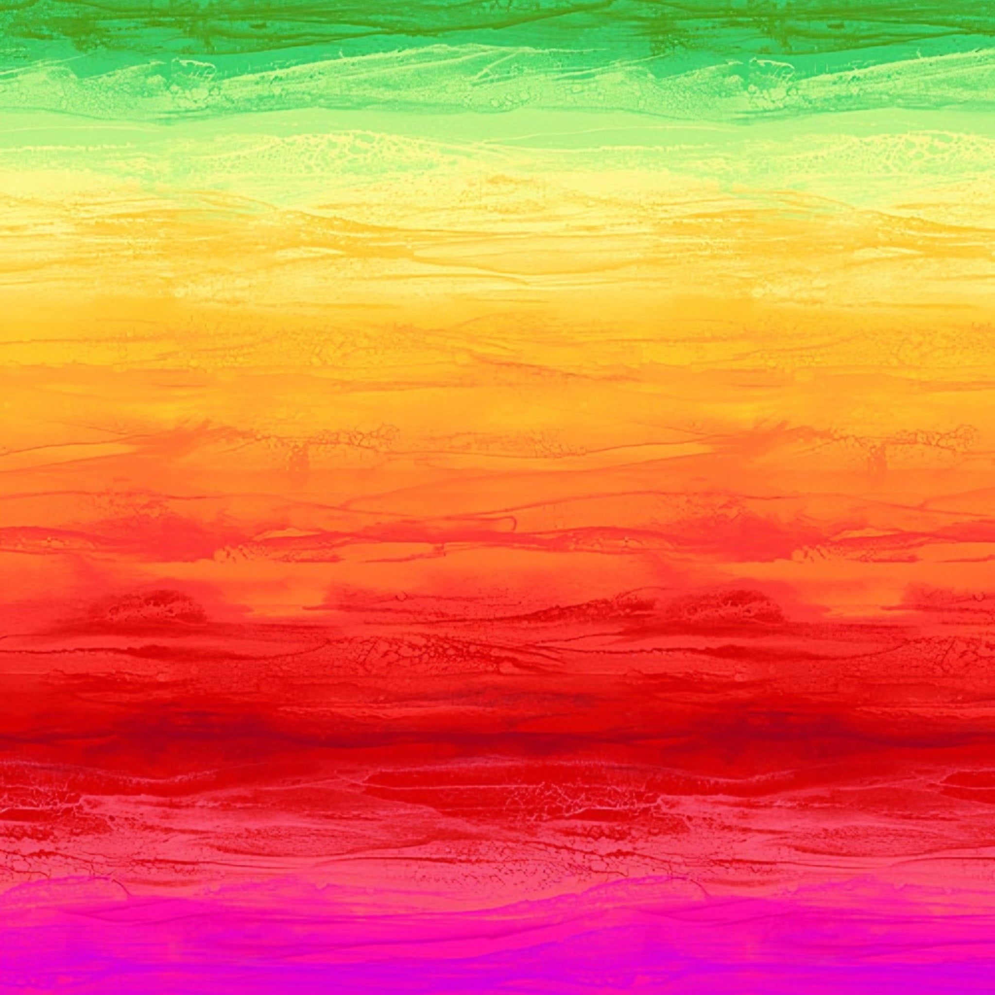 Painted rainbow ombré stripe digital print green yellow orange red pink fuchsia purple blue turquoise fabric for feature quilts sashing backgrounds and bold patchwork sewing projects
