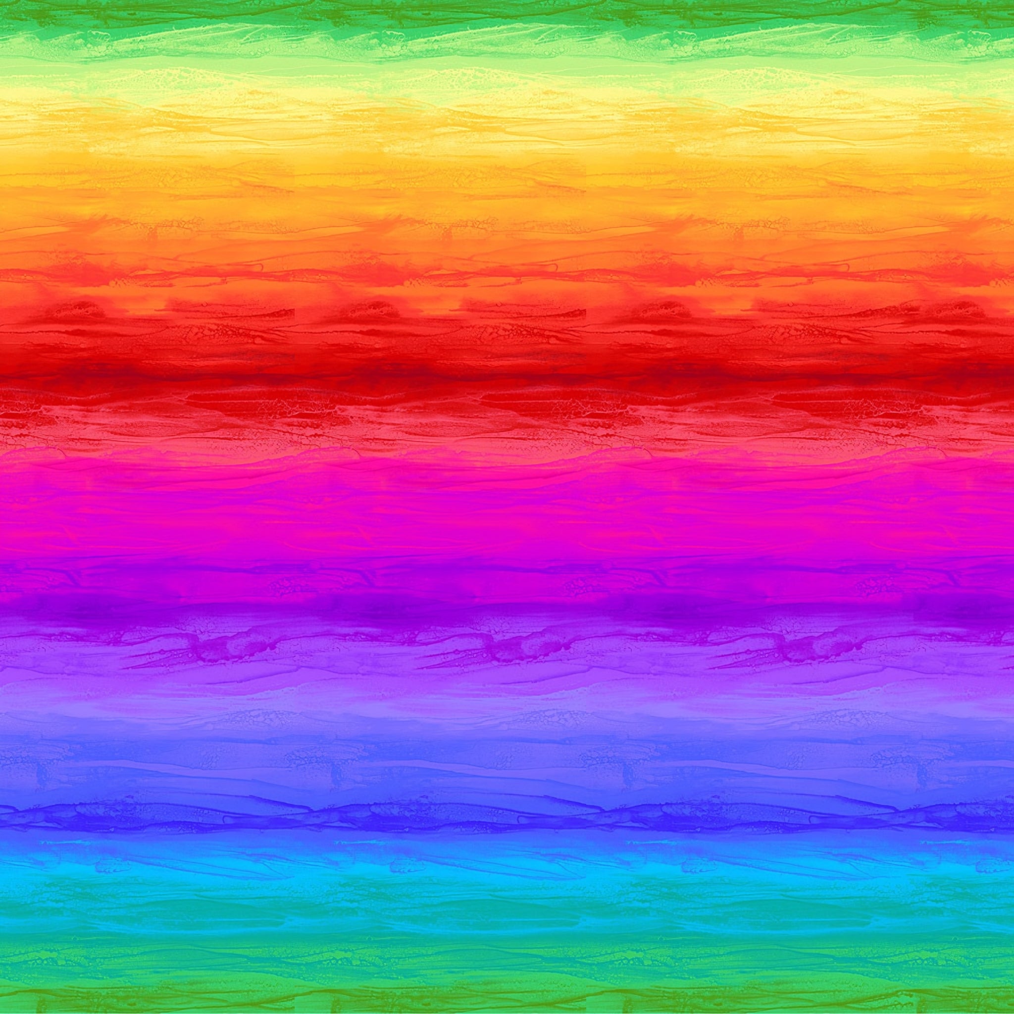 Painted rainbow ombré stripe digital print green yellow orange red pink fuchsia purple blue turquoise fabric for feature quilts sashing backgrounds and bold patchwork sewing projects
