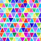 Watercolour rainbow triangle geometric blender red orange yellow green blue purple pink turquoise white background digital print fabric for children's quilts triangle blocks and bags