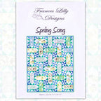 Spring Song quilt pattern pieced blocks floral rectangles blue green cream fabric for quilts and patchwork sewing projects