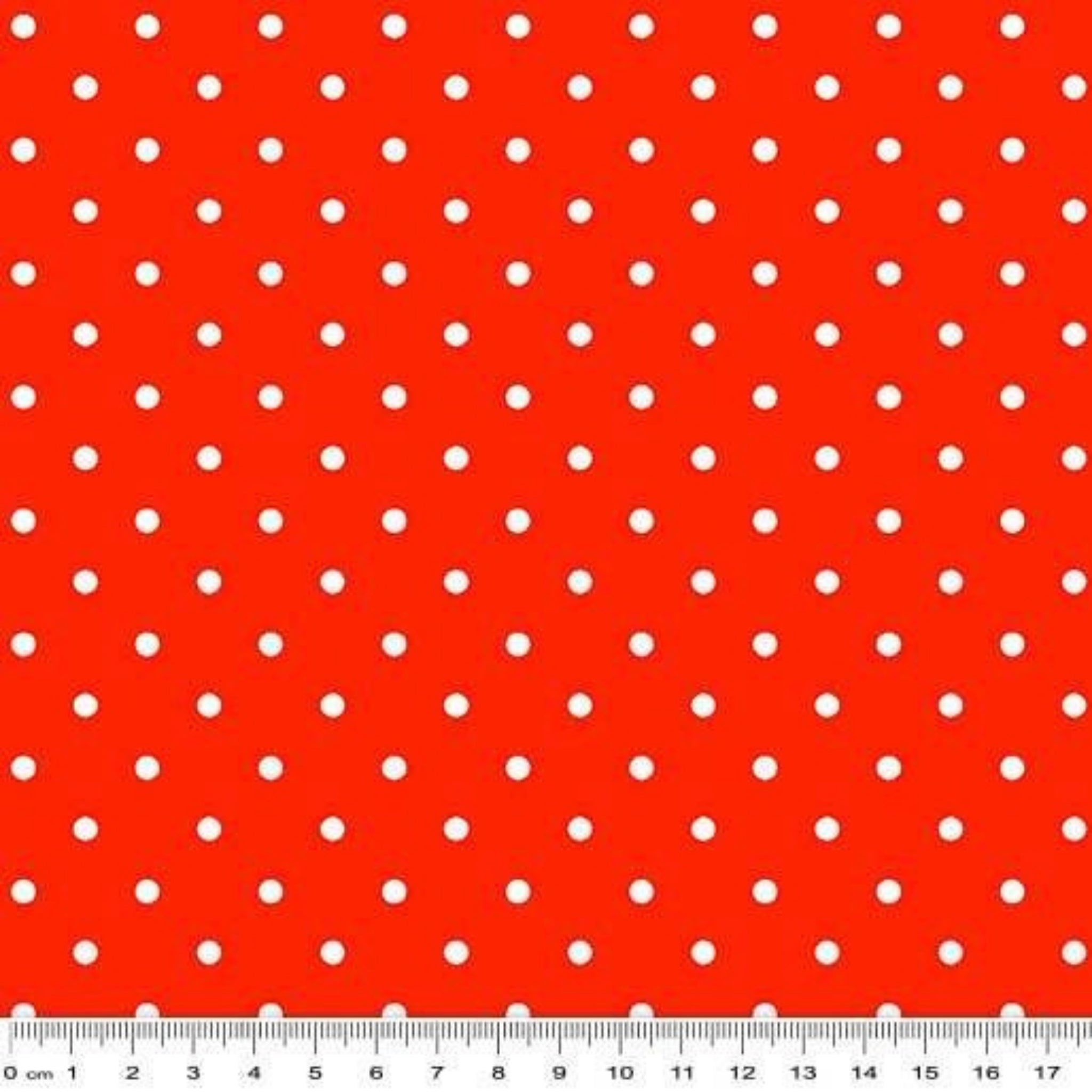 Red fabric with white polka dots blender for quilt backgrounds, sashing and patchwork sewing projects