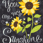 You Are My Sunshine sunflower panel black chalkboard quilting cotton for garden lovers wall hangings kids sewing and sunflower gifts